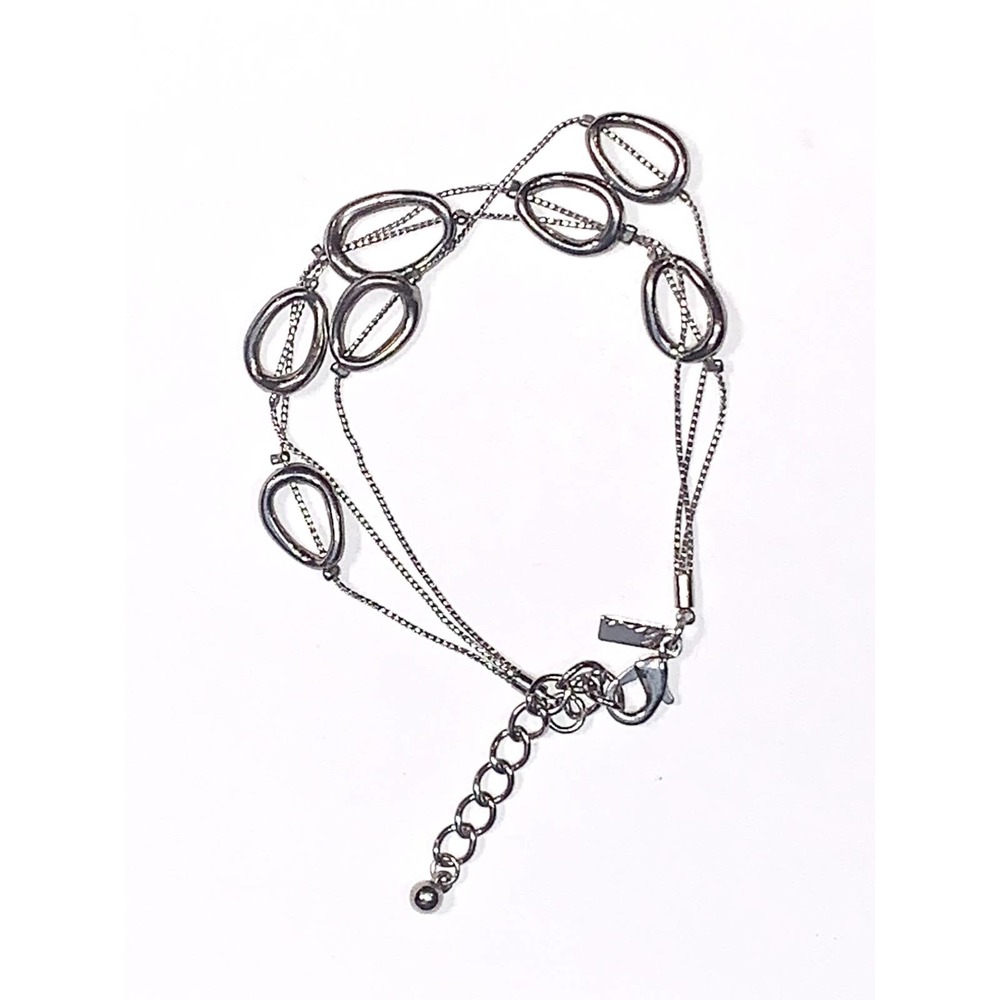 Lani Silver Tone Double Strand Station Bracelet EUC